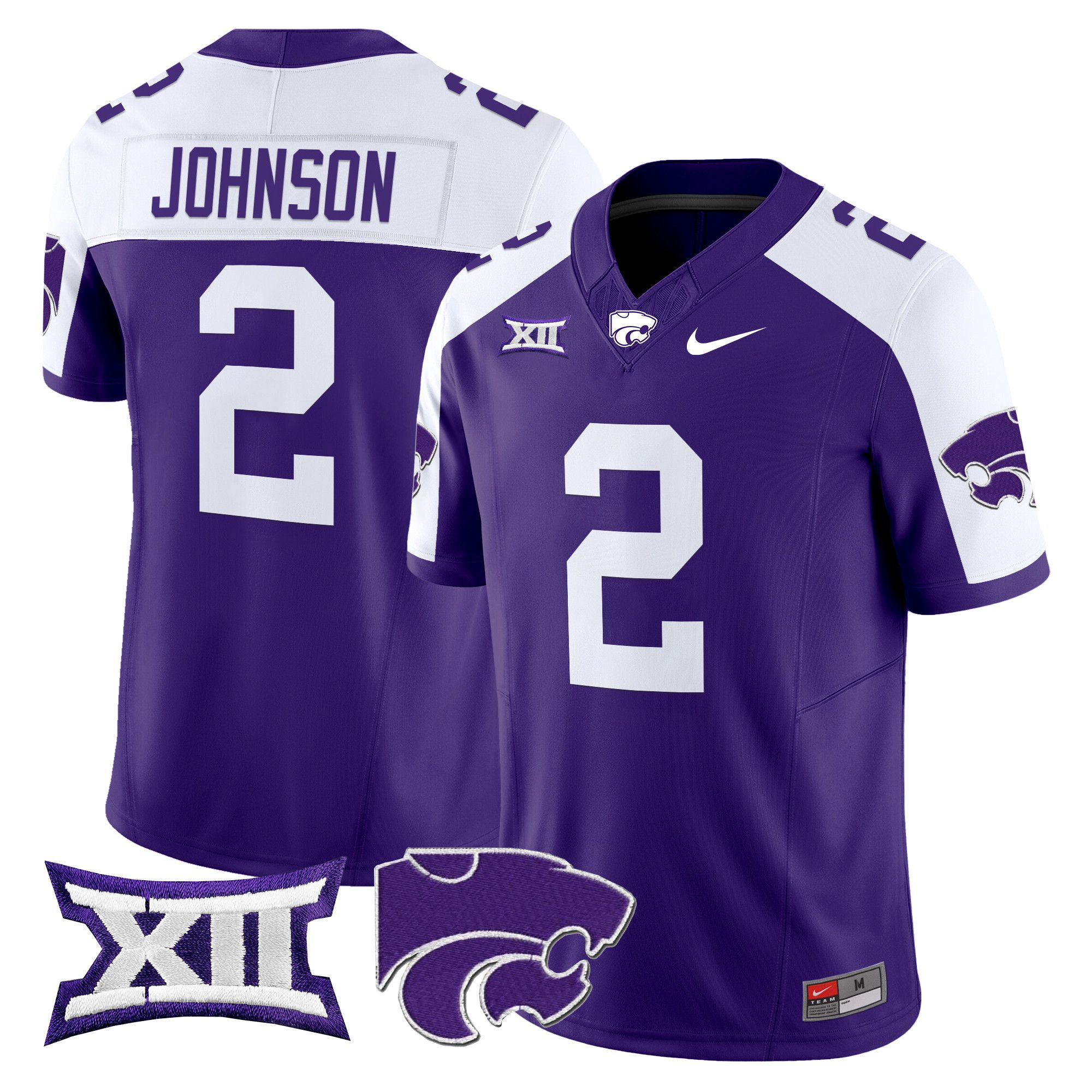 Men Kansas State Wildcats #2 Johnson Purple Nike 2024 Vapor Limited NCAA Jersey